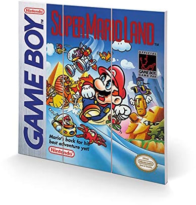 Nintendo Kunstdruck auf Holz, 30 x 30 cm – Gameboy (Super Mario Land)