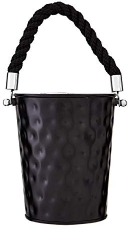Miressa Party Bucket, Hammered Effect/Rope Handle, Black Stainless Steel, Small