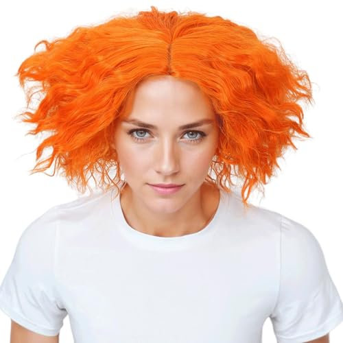 Linfairy kurze orange Perücke Halloween Cosplay lockige Perücke für Frauen