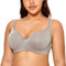 DELIMIRA Donna Reggiseno Senza Cuciture Balconcino con Ferretto Sostegno Comodo Coppe Preformate Taglie Forti Grigio Erica 3C