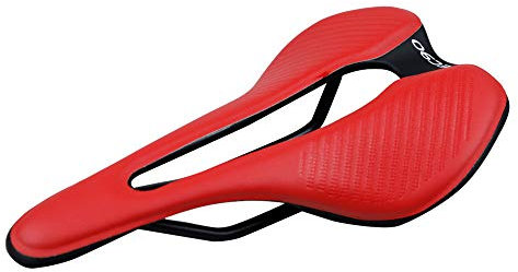 VOANZO Mountainbike Sitz mit zentraler Entlastungszone und Ergonomie Design Fit, Komfort Fahrradsattel Atmungsaktives Fahrradkissen für Frauen Männer MTB/Heimtrainer/Rennradsitze (rot)