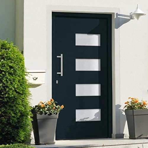 vidaXL Eingangstür Haustür Wohnungstür Nebeneingangstür Außentür Kellertür Mehrzwecktür Tür Schlüsselsatz Alu Aluminium PVC Anthrazit 100x200cm