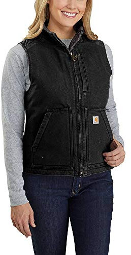 Carhartt - Gilet da donna con collo a lupetto foderato in sherpa, vestibilità comoda, nero, 3X