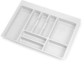 Emuca - Besteckfach für Küchenschublade Vertex/Concept 500, Modul 700 mm, Spanplatte 16mm, Kunststoff, Weiß