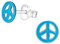 Monkimau Kinderohrringe Peace Zeichen Ohrstecker aus 925 Sterling Silber mit blauem Plastik Logo