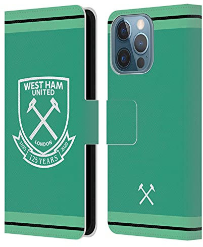 Head Case Designs Licenza Ufficiale West Ham United FC in Casa Portiere 2020/21 Kit Crest Custodia Cover in Pelle a Portagoglio Compatibile con Apple iPhone 13 PRO