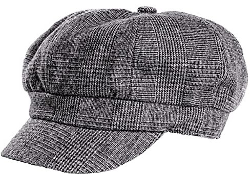 Hawkins Collection Bakerboy-Kappe für Damen, kariert, grau, Einheitsgröße