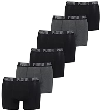PUMA Herren Boxershorts Unterhosen 521015001 6er Pack, Farbe:223 - Black/Anthracite, Bekleidungsgröße:L
