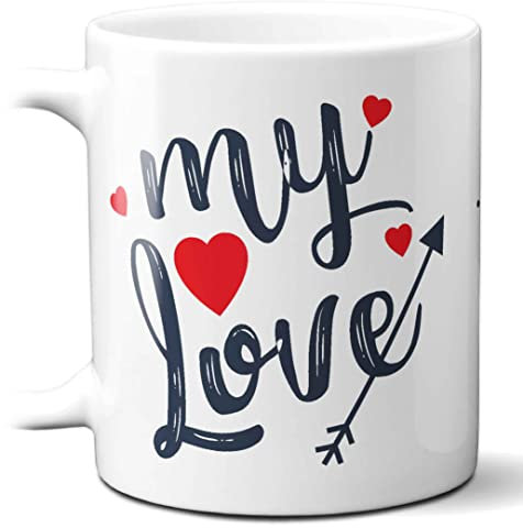 STAMPATEK Tazza My Love San Valentino Regalo Fidanzati, Amore Anniversario, Ideale per Innamorati, Colazione, Porta Penne Scrivania