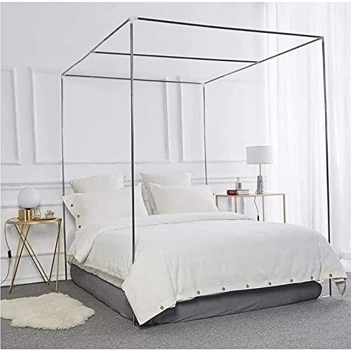 Soporte para Mosquitera Cama de Cuatro Esquinas, Dosel de Acero Inoxidable Mosquitera Cama Con Dosel Estante para Twin/Full/Queen/King Size/California King,16 Mm,Cama de 1,35 × 2 M (4,4 × 6,5 Pies)