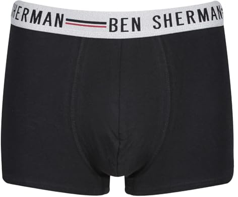 Ben Sherman Herren U5_1396_BS_S Roman Schwarz/Weiß/Grau Boxershorts, weiche Baumwolle mit elastischem Bund | Bequeme und atmungsaktive Unterwäsche – 3er-Pack, White Grey Marl Black, S