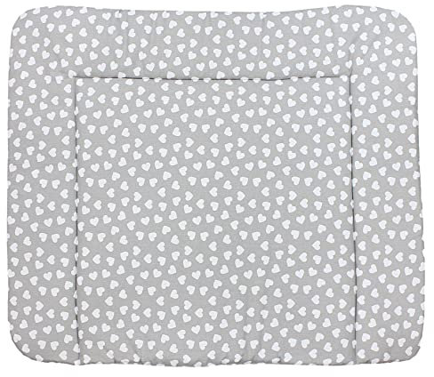 TupTam Baby Wickeltischauflage mit Baumwollbezug Gemustert, Farbe: Herzen Grau, Größe: 70 x 70 cm