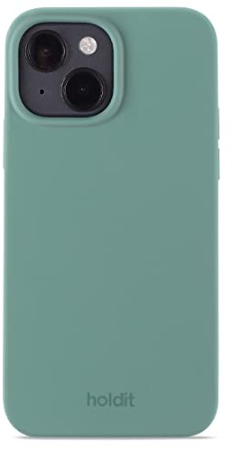 holdit Silikonhülle iPhone 14/13-0,8mm Ultra dünn Handyhülle Silikon - Trendy Slim Silicone case mit Voller Schutz (erhöhte Kante für Kameraschutz) - Moss Green