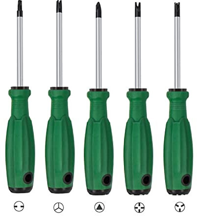 Oniissy Set di 5 cacciaviti durevoli – Acciaio al cromo vanadio con punte magnetiche – Include U Y Croce interna Triangolo 3 punti a forma di cacciavite di precisione con manico antiscivolo