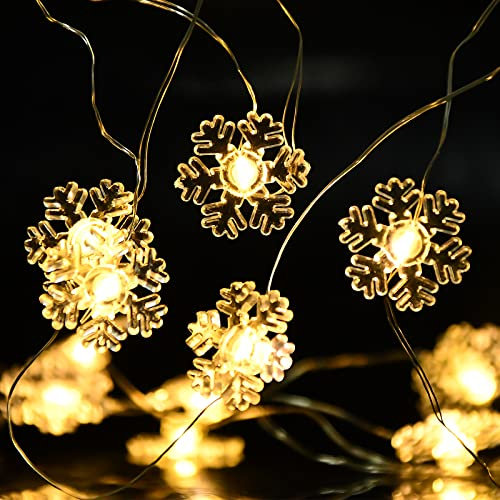 Christmas Decorations Indoor 20 LED Snowflake Fairy Lights Battery Operated String Lights Battery Powered Christmas Lights for Bedroom Patio Window Garden Xmas Tree Decor Indoor Outdoor
