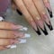 JUSTOTRY 24 Stück Swirl Press on Nails Lang, Schwarz und Weiß French Künstliche Nägel, Ballerina Kunstnägel Nägel Zum Aufkleben mit Nagelkleber, Coffin Fingernägel Fake Nails für Frauen