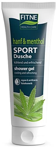 Fitne Health Care Sport Dusche Hanf & Menthol - Kühlendes Duschgel Herren Damen - Kühleffekt,Pflegedusche mit Hanfsamenöl - Vegan,100% Naturkosmetik - 2 in 1 Haare Haut - Zitronenmelisse Duft,200ml