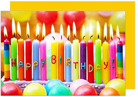 Edition Seidel Premium Geburtstagskarte mit Umschlag. Glückwunschkarte Grusskarte Billet Geburtstag Happy Birthday Mann Frau Kind Geburtstagskerzen Kerze Karte (G2566 SW023)