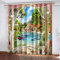 YUIUPD Vorhang Blickdicht Mit Ösen 2Er Set 3D Gartenhaus See Segelboot Muster Verdunkelungsvorhang, Schallschutz Vorhänge Kinderzimmer Junge Mädchen, Thermogardine Fensterdekoration 210X220cm(HxB)
