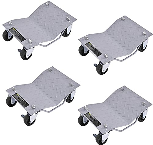 COSTWAY Set di 4 Ruote per Pneumatici, Capacità 2720 kg Totale, Pattini per Pneumatici con Freno, 40,5 x 30 cm Car Dolly, Cuscinetti a Sfera, per Auto, Camion, Trattori, Motocicli Riparazione Spostare