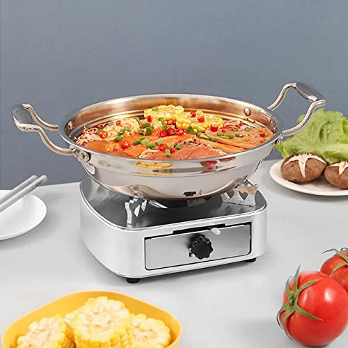Réchaud à spiritueux d'intérieur avec casserole - Réchaud de camping en acier inoxydable avec casserole - Bougies chauffe-plat - Cuisinière sans électricité - Réchaud portable de camping - Argenté
