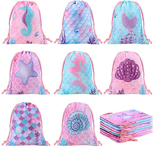 Honoson 24 Sacchetti Per Bomboniere a Tema Di Sirena Busta Da Regalo Con Coulisse Borsa Per Caramelle Dolcetti Festa Di Compleanno a Sirenetta Sotto Il Mare baby shower Regalini (Sirena)