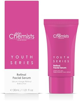 skinChemists Retinol und Bakuchiol Augenserum 15 ml | Fortgeschrittene Anti-Aging-Behandlung für Geschwollene Augen, Feine Linien und Falten - Pflanzliche Formel Für Schutzbarriere