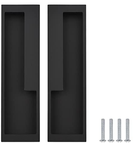 MOROBOR Aluminum Alloy Flush Pull Handles, 2pcs Embedded Sliding Door Handle, 7.95'' Modern Simple Door Pull Handle for Sliding Barn Drawer Cupboard Wardrobe/Matte Black