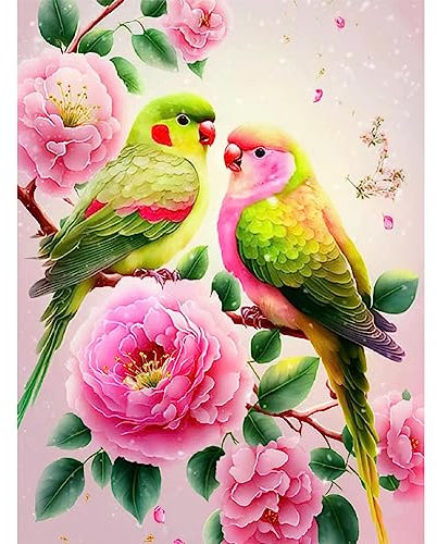 5D DIY Diamond Painting Vögel,30x40 cm,Diamant Dots Art Kits Erwachsene Kinder,Blumen Diamond Painting Bilder Diamant Malerei Set für Wanddekoration