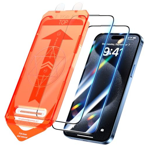 UniqueMe Schutzfolie für iPhone 15 Pro Max Panzer Schutz Glas [2 Stück Militätstandard Schutzglas