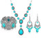TOEECY Schmuckset für Damen und Mädchen Türkis Anhänger Halskette Ohrringe Armband Set Schmuck Set Brautschmuck(#3)