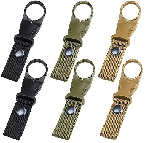 JOCXZI Porte-clés - 6Pcs Porte-Bouteilles, Boucles pour Bouteille d'eau, Porte-Bouteilles, Mousqueton, Bouteille d'eau, Boucle pour Camping, randonnée, activités de Plein air (3 Couleurs)