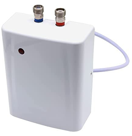 Petit chauffe-eau instantané électrique instantané sans réservoir - Blanc - 3,5 kW - Sans pression - Pour lavabo à main, salle de bain, cuisine