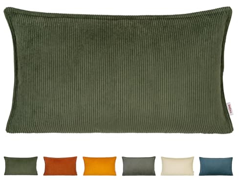beties - HYggelig No.1 - Kissenbezug Kissenhülle ca. 30x50 cm; Sofakissen & Dekokissen - Trendiger Cord-Samt - mit aufwendiger Jeans-Doppelnaht in Raumausstatter Qualität