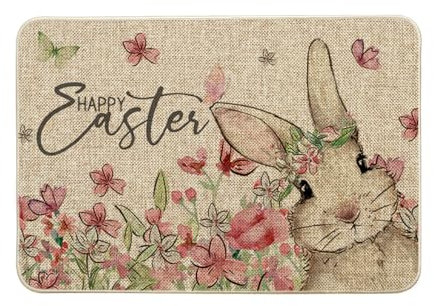 Artoid Mode Blumen Hasen Frohe Ostern Fußmatte, Hause Dekoration Küche Teppich Bodenmatte Für Innen Außen Dekor 40x60 cm