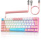 ZIYOU LANG T60 Wired Gaming Keyboard with Coiled USB C Cable, UK Layout Mini 60% Compact 62 Keys Anti-ghosting Rainbow Backlit Light Up Mechanical Keyboard Clicky Blue Switch for PC/Mac/Win - Pink