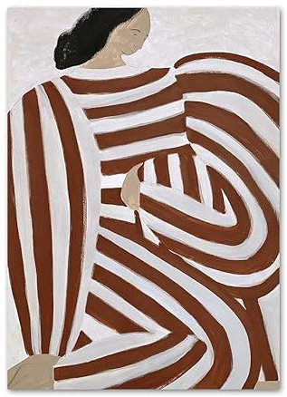 GUYFAM Sofia Lind Poster und Drucke Gestreifter Pyjama Mädchen Leinwand Wandkunst Sofia Lind Gemälde Sofia Lind Bild für Zuhause Wanddekoration 50x70cm Kein Rahmen