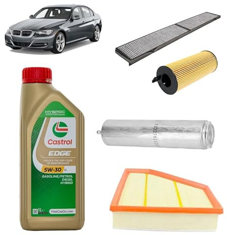Kit tagliando 4 filtri + 8L olio Edge 5W30 per BMW Serie 3 E90 325D 330D 335D 2004+