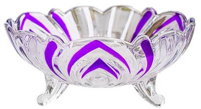 lopituwe Crystal Glass Fruit Bowl Versatile And Easy To Clean For Modern Homes Creative Household Coffee Table Candy Pot, Purple