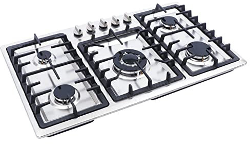 4 brûleurs de cuisinière à gaz de 23 , intégrés, en acier inoxydable, avec allumage électrique et système de sortie de flamme (4 plaques de cuisson 59 x 51 cm)