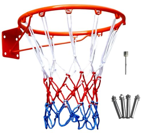 Yirtree Panier de Basket,Panier de Basket Exterieur,Anneau Suspendu de Basket-Ball avec Filet Fixation au Murale,Compatible avec Les paniers de Basket-Ball Standard d'intérieur ou d'extérieur