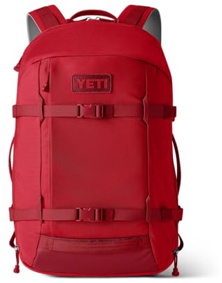 YETI Crossroads 27L Travel Backpack with Laptop Sleeve, Rescue Red | Water & Abrasion-Resistant Laptop Backpack with Wide-Opening Design, Bottle Access & Luggage Pass-Through