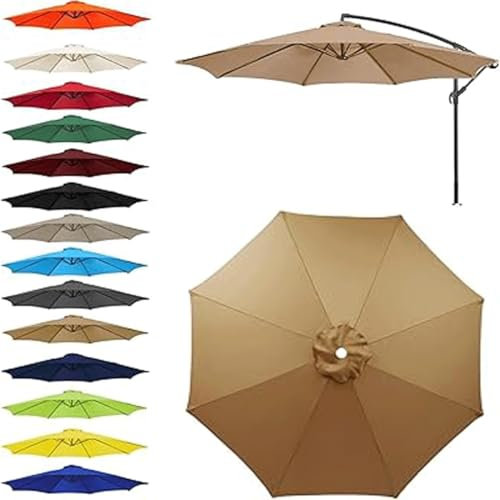 SDNAM Sonnenschirm Ersatzbezug 3m 6 Streben Ampelschirm Bezug Wasserdicht Schirmbezug Sonnenschirm Ersatzteile für Balkon Garten Pool und Strand(G12,3m/6ribs)