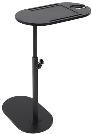 Wakects C-förmiger Beistelltisch, Beistelltisch Couch, Beistelltisch Rund, Gestell aus Metall Tischplatte aus Holz 40 x 22cm, Tisch für Nachttisch, Sofa, Badezimmer, Badewanne