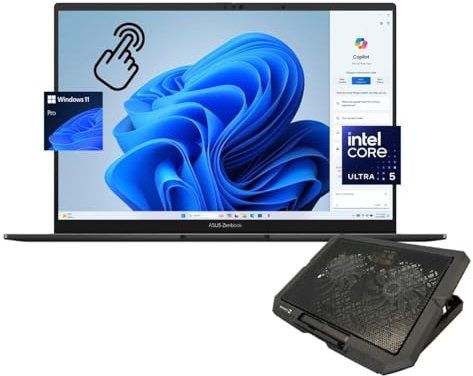 ASUS Zenbook 14 OLED Laptop, 14 pollici WUXGA 500 nits Touchscreen, 14-core Ultra 5-125H (Beats i7-1355U), 8GB LPDDR5 RAM, 1TB PCIe 4.0 SSD, retroilluminato, Thunderbolt, HDMI 2.1, PDG Cooling Pad,