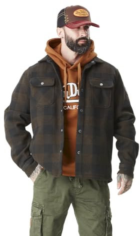 Von Dutch Surchemise Homme, Doublure Polaire, Veste Homme à carreaux Pepper, Marron Taille S