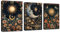 WENGTIAO 3Pcs Islamisch Blumen Leinwand Bilder Kunstdrucke Gerahmtes Bild Muslimisch Sonne Mond Geblümt Malerei Wandbilder auf Leinwand Wohnzimmer Schlafzimmer Wanddeko 40x60 cmx3