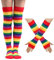 GUTERTOP Regenbogen Kniestrümpfe und Armstulpen Set, Bunte Oberschenkel Hohe Socken Bein Strumpf, Streifen Arm Wärmer Socken Fingerlose Handschuhe Hülsen-Set für Frauen Mädchen Party Stützen