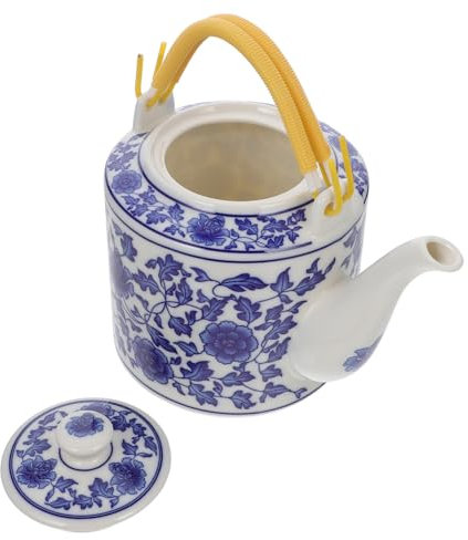 Cabilock Tetera De Cerámica China Gran Capacidad 2 Litros Flores Tapa Asa Ideal Para Té