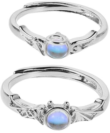 CALLARON 2stücke Ringe mit Engelsring und Teufelsring Motiv Partnerring aus Kupfer Verstellbar für Damen Passende Ringe für Engel und Dämonen Liebhaber